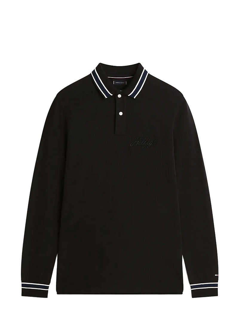 Tommy Hilfiger - LS CHEST EMBRO REG POLO - långärmade pikéer - black - 1