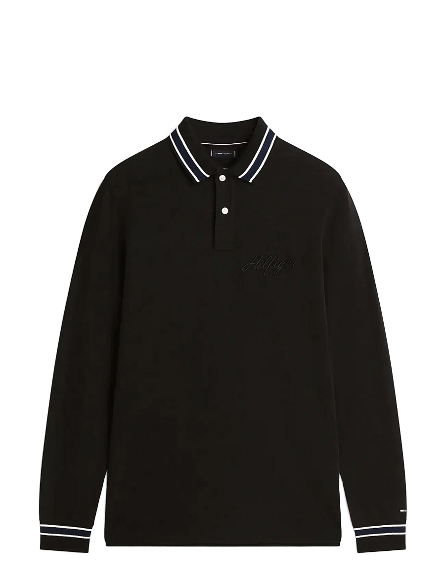 Tommy Hilfiger - LS CHEST EMBRO REG POLO - polos à manches longues - black - 1