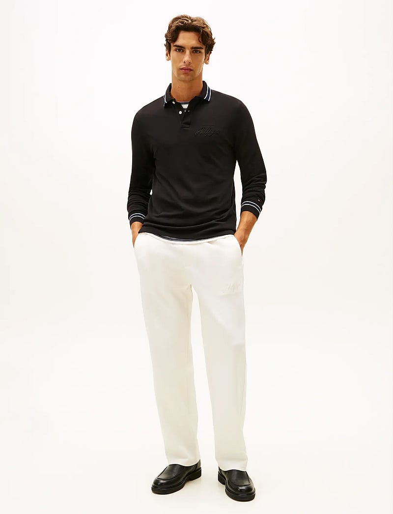 Tommy Hilfiger - LS CHEST EMBRO REG POLO - långärmade pikéer - black - 2