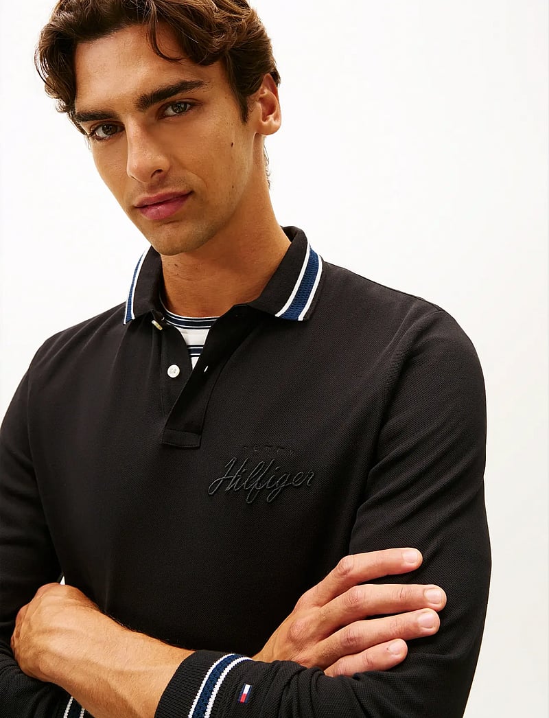 Tommy Hilfiger - LS CHEST EMBRO REG POLO - långärmade pikéer - black - 4