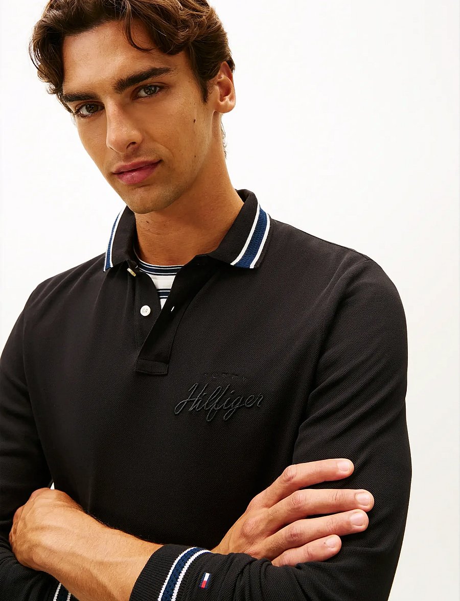 Tommy Hilfiger - LS CHEST EMBRO REG POLO - polos à manches longues - black - 4