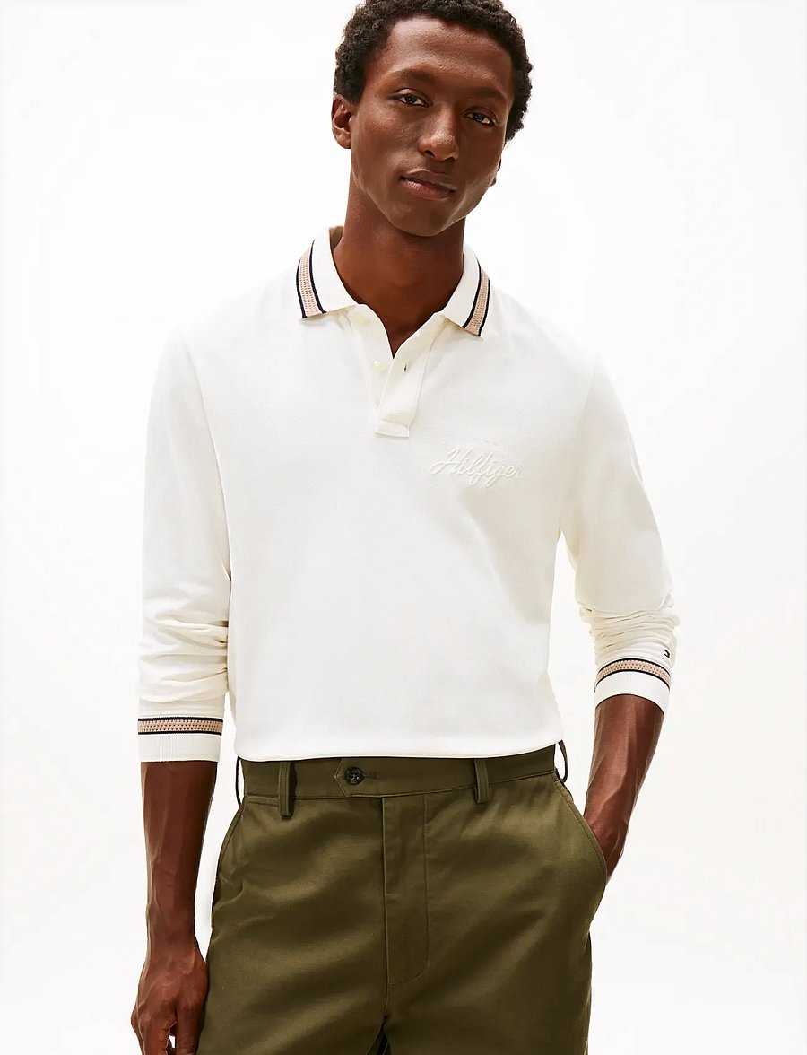 Tommy Hilfiger - LS CHEST EMBRO REG POLO - långärmade pikéer - ivory petal - 0