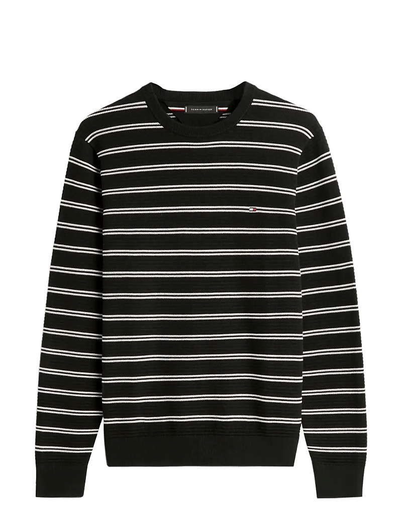 Tommy Hilfiger - SEASONAL STRUCTURE CNECK - rund hals - black ivory petal - 1