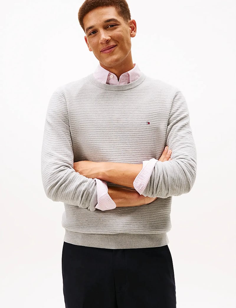 Tommy Hilfiger - SEASONAL STRUCTURE CNECK - rund hals - light grey heather - 0