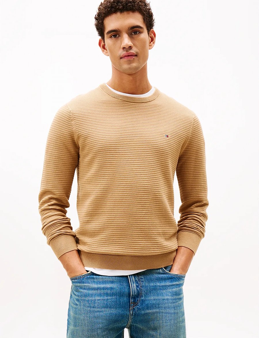 Tommy Hilfiger - SEASONAL STRUCTURE CNECK - rundhals - safari canvas - 0