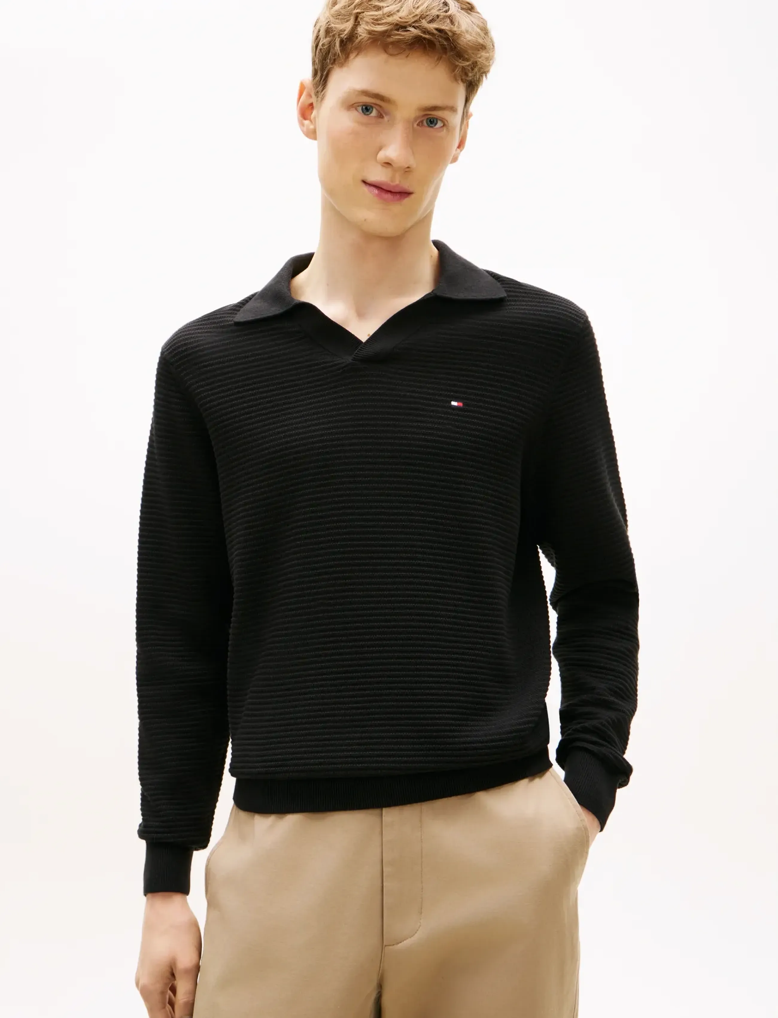 Tommy Hilfiger SEASONAL STRUCTURE LS JOHNNY - Poloer - BLACK / black