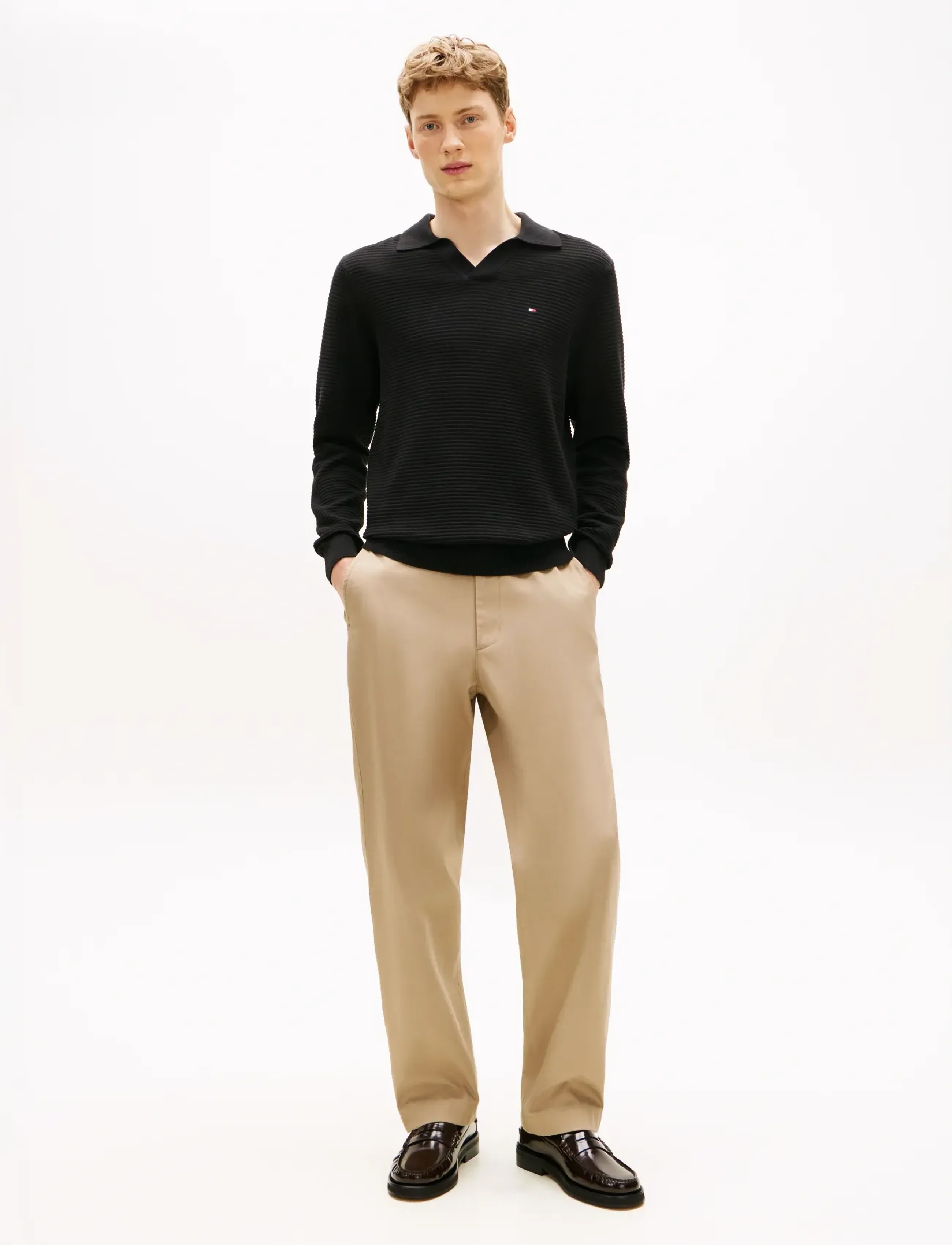 Tommy Hilfiger - SEASONAL STRUCTURE LS JOHNNY - långärmade pikéer - black - 2