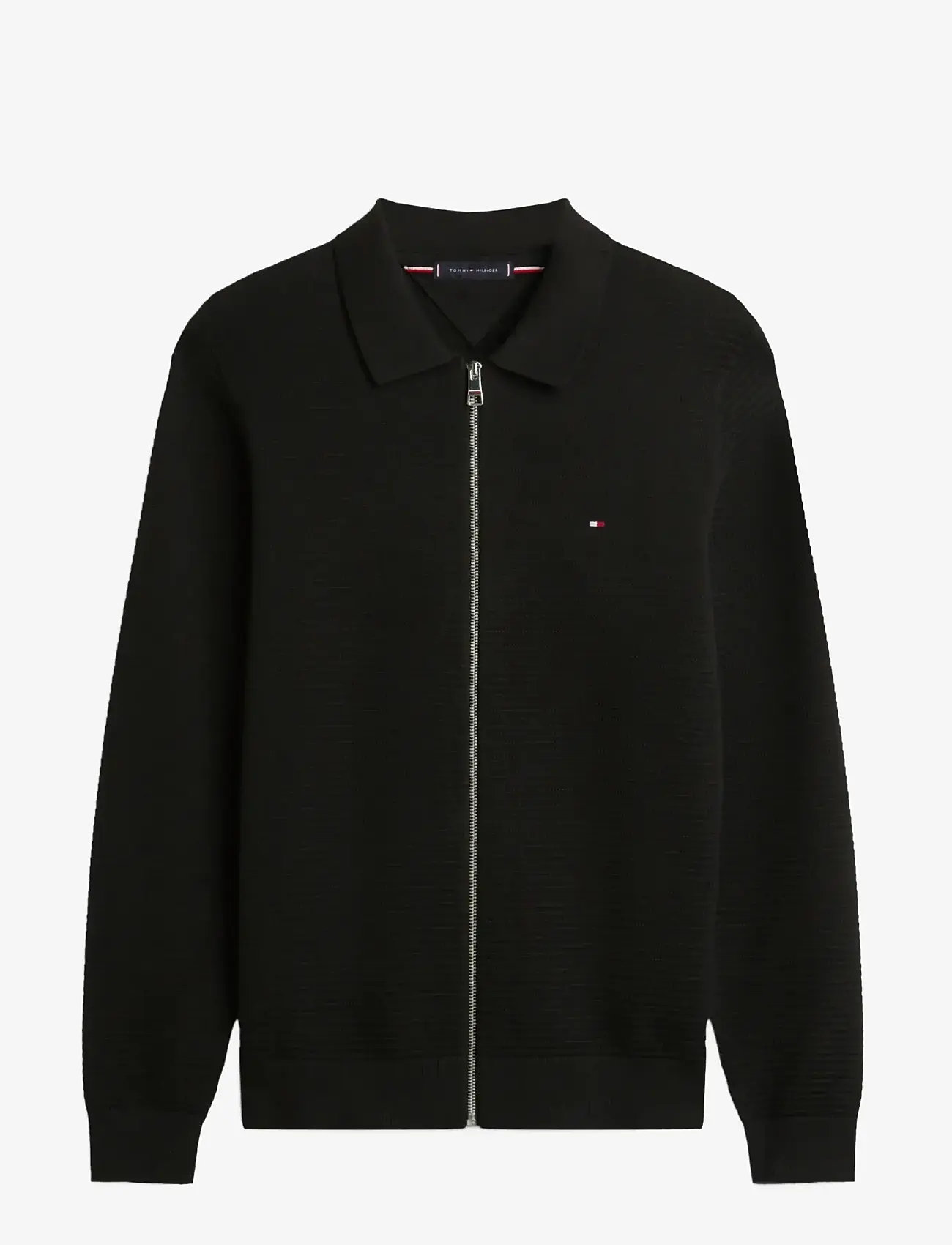 Tommy Hilfiger - SEASONAL STRUCTURE ZIP THRU POLO - cardigans - black - 1