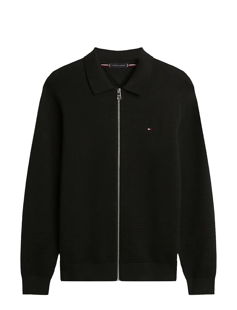 Tommy Hilfiger - SEASONAL STRUCTURE ZIP THRU POLO - kardiganid - black - 1