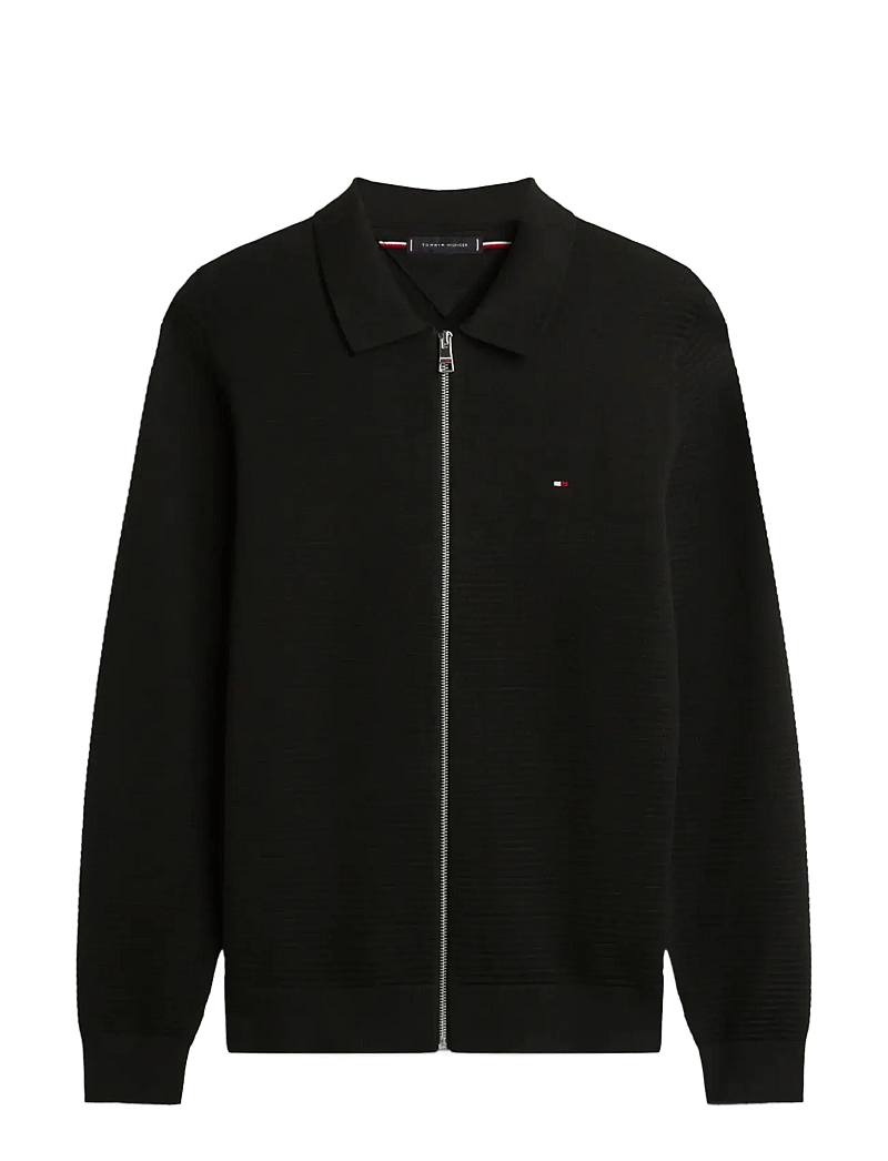 Tommy Hilfiger - SEASONAL STRUCTURE ZIP THRU POLO - cardigans - black - 1