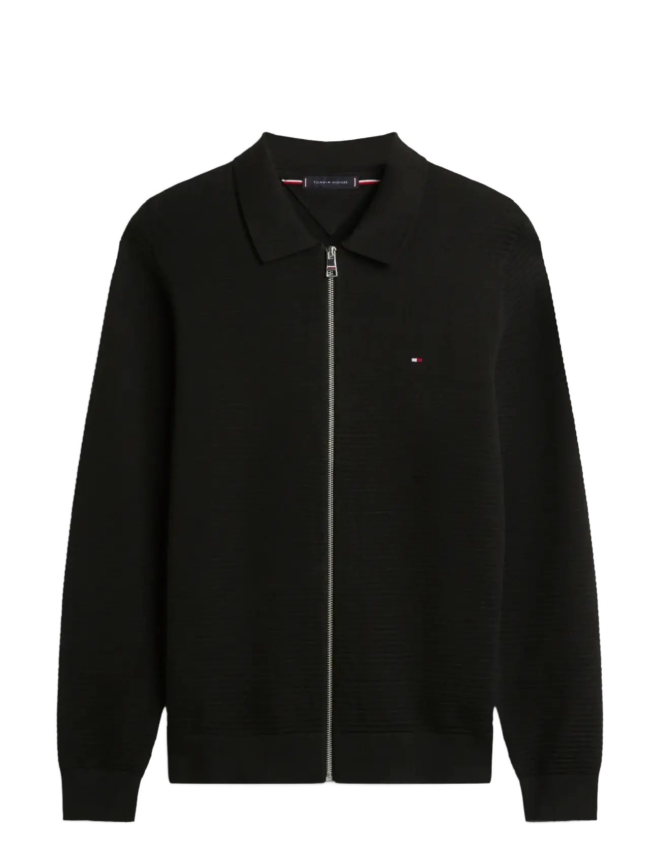 Tommy Hilfiger SEASONAL STRUCTURE ZIP THRU POLO - Strickmode - BLACK / black