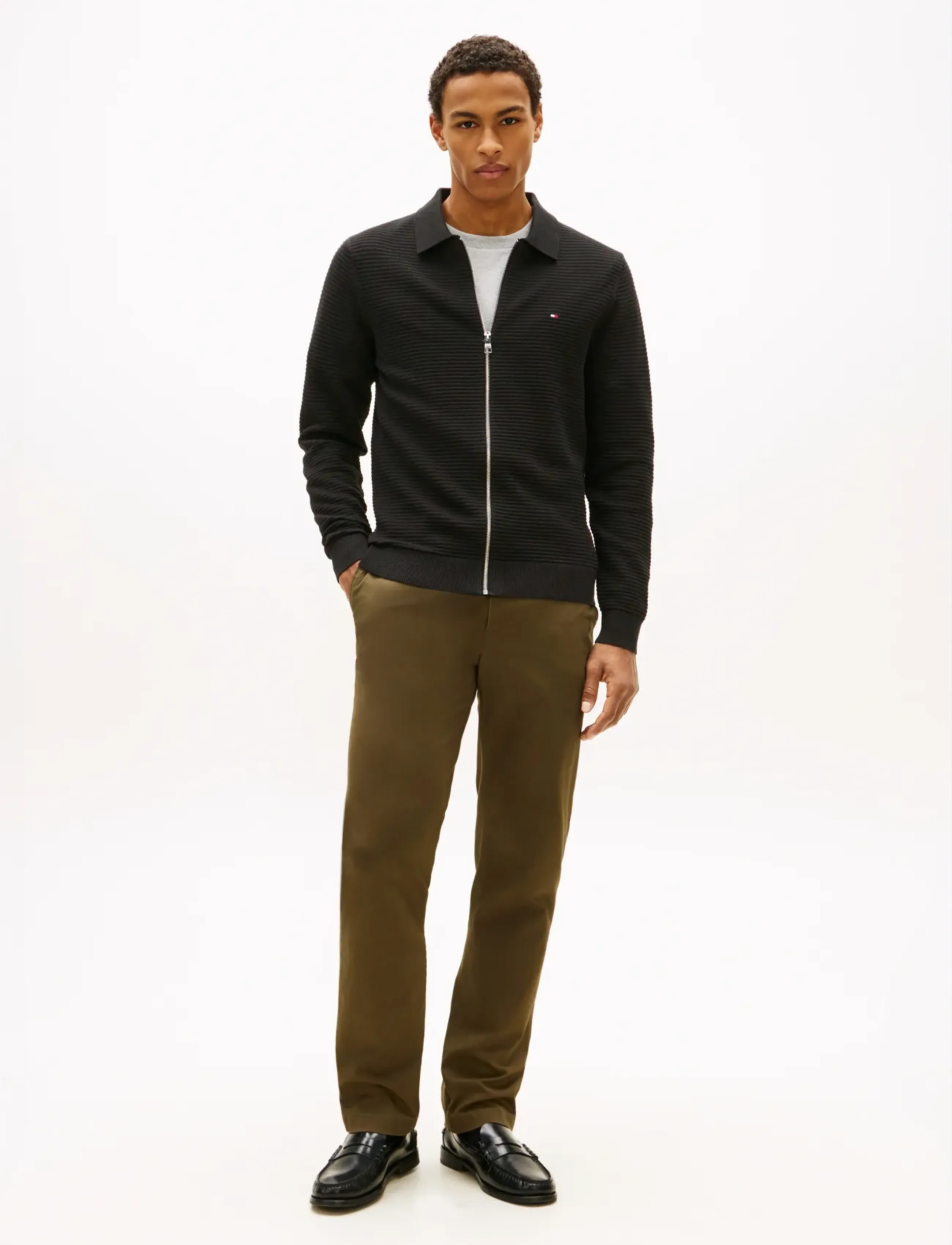 Tommy Hilfiger - SEASONAL STRUCTURE ZIP THRU POLO - cardigans - black - 2
