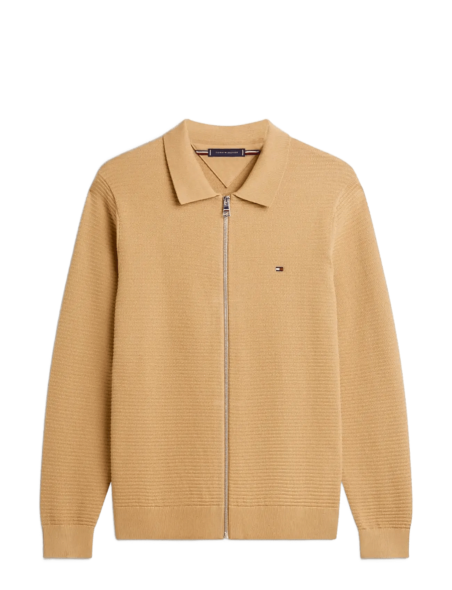 Tommy Hilfiger - SEASONAL STRUCTURE ZIP THRU POLO - kardiganid - safari canvas - 1