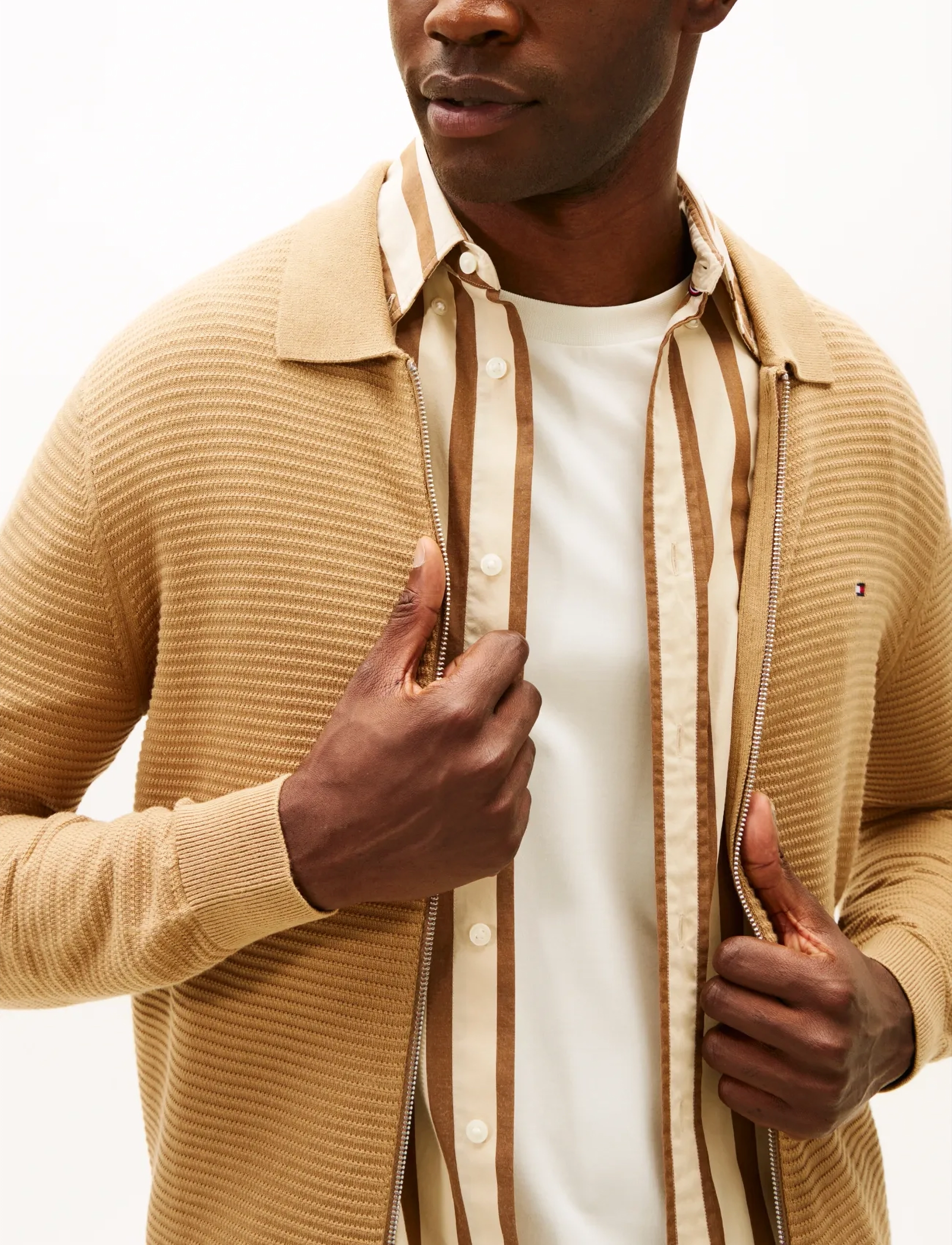 Tommy Hilfiger - SEASONAL STRUCTURE ZIP THRU POLO - kardiganid - safari canvas - 4