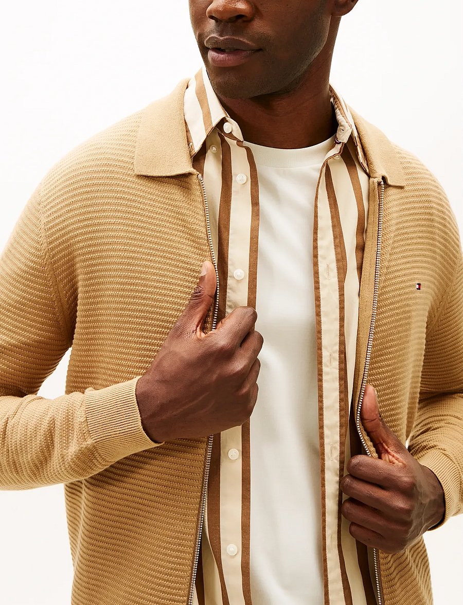 Tommy Hilfiger - SEASONAL STRUCTURE ZIP THRU POLO - kardiganid - safari canvas - 4