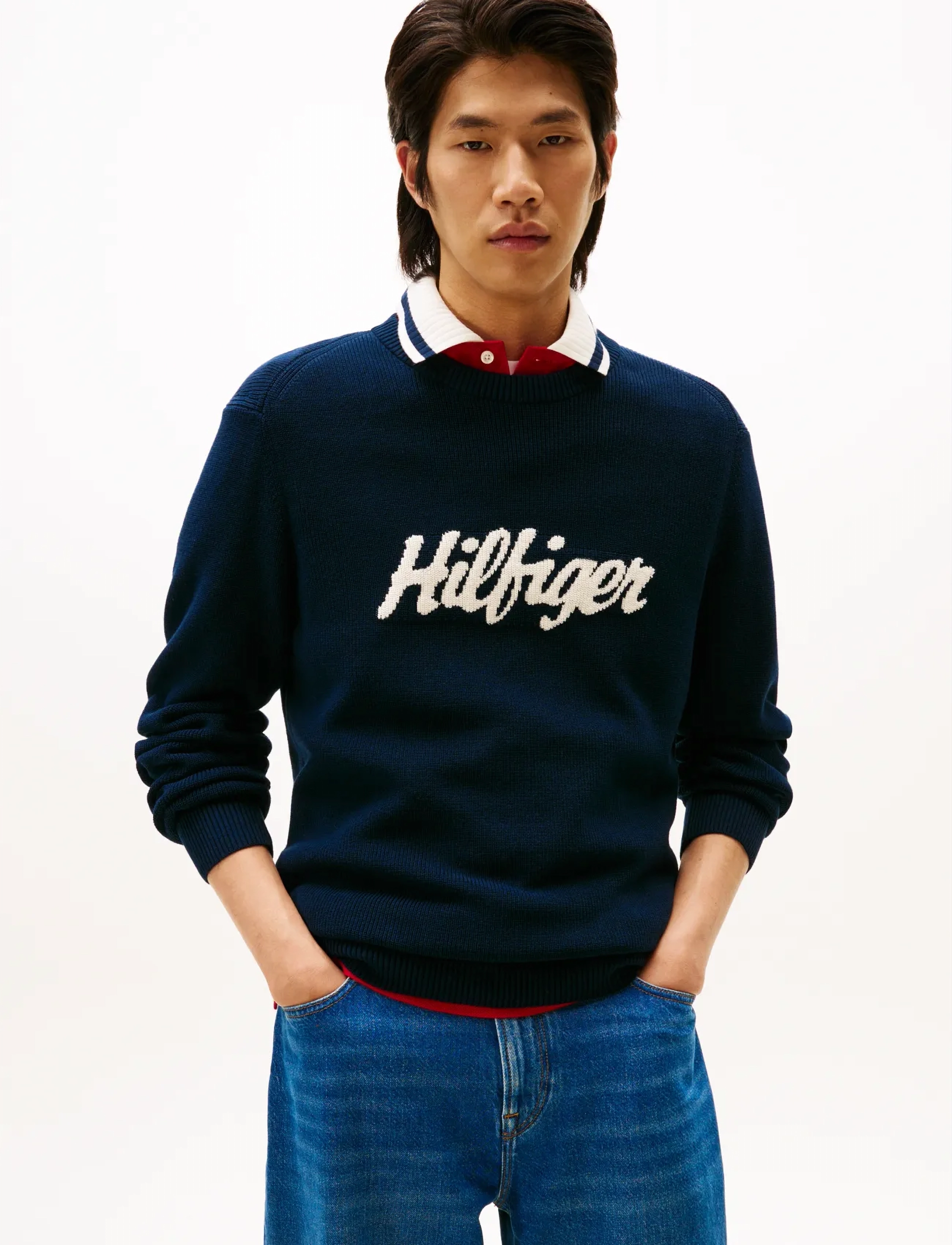 Tommy Hilfiger SEASONAL GRAPHIC COTTON CNECK - Strickmode - DARK NIGHT NAVY / navy