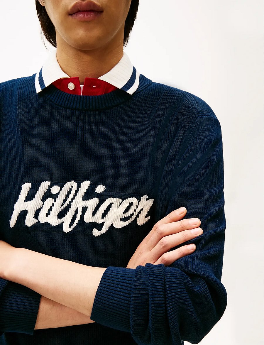 Tommy Hilfiger - SEASONAL GRAPHIC COTTON CNECK - Ümara kaelusega - dark night navy - 4