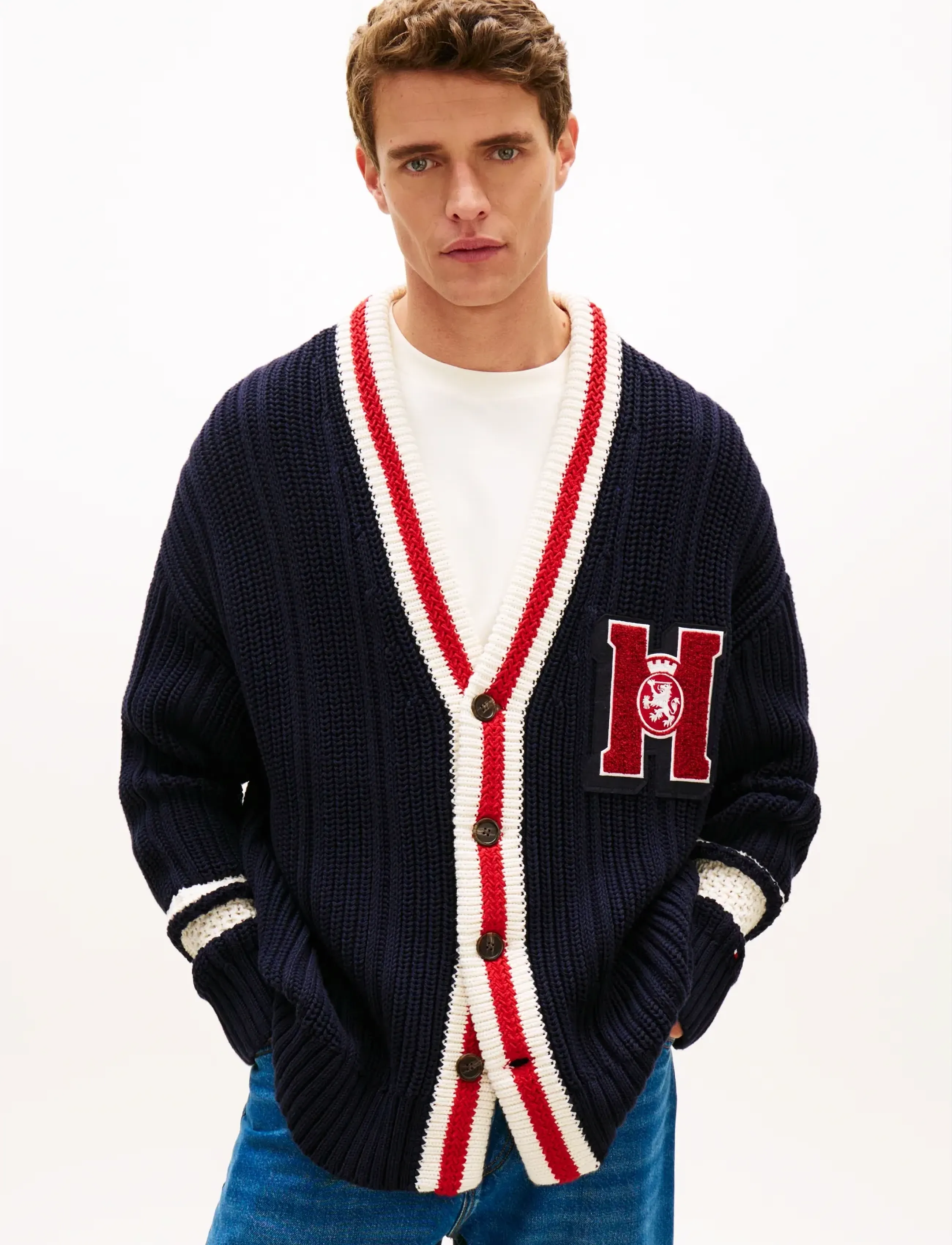 Tommy Hilfiger Letterman Cardigan, XXL, Knitwear, Marineblau - Cardigans, Männerswear