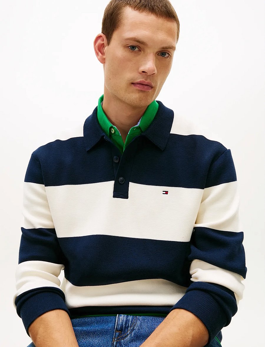 Tommy Hilfiger - FULL MILANO LS POLO - polo krekli ar garām piedurknēm - dark night navy ivory petal - 4