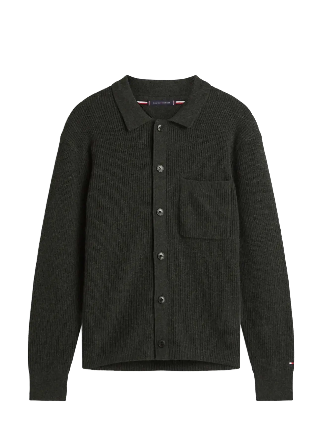 Tommy Hilfiger FISHERMAN RIB COACH JACKET - Cardigans - DARK GREY HEATHER / grey