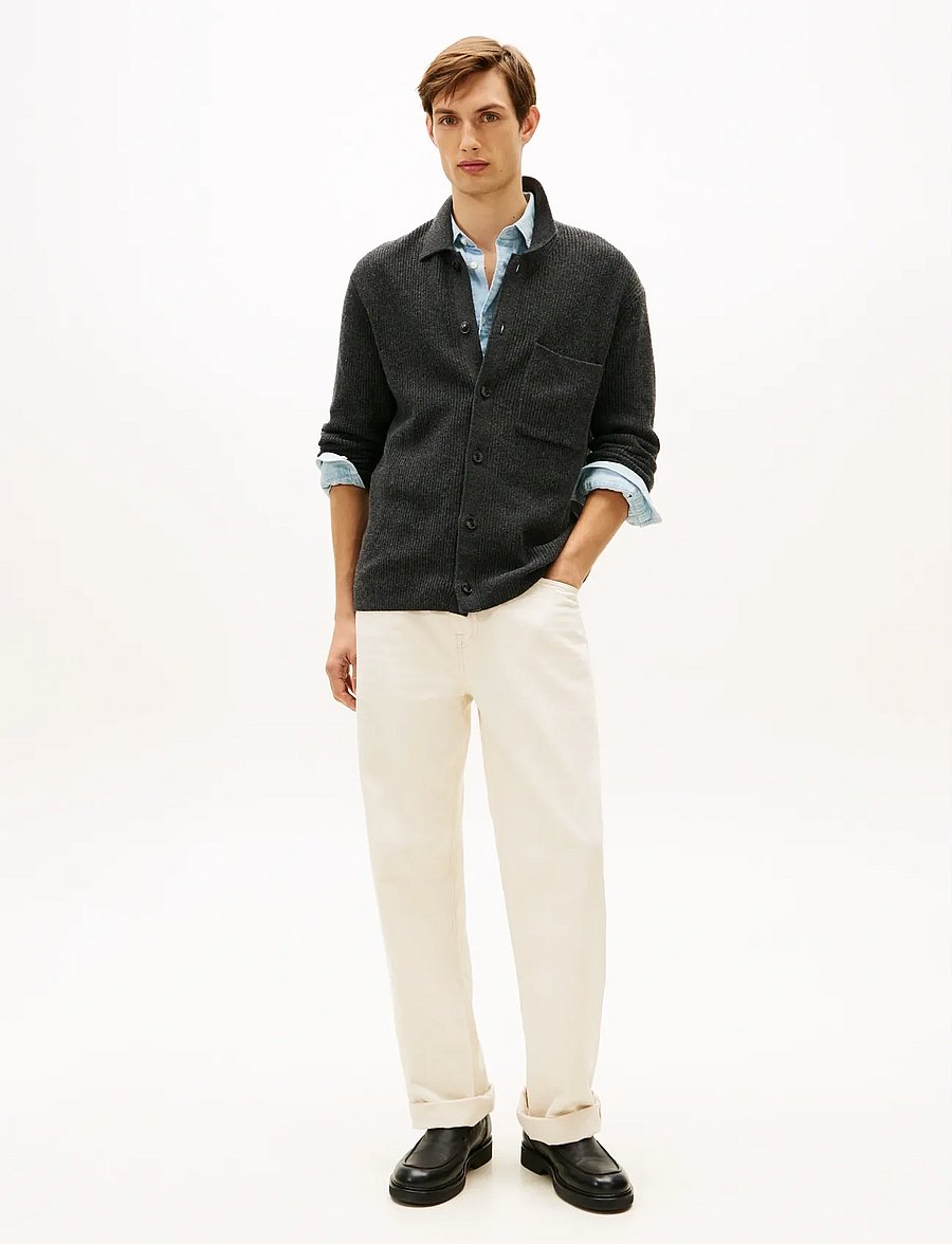 Tommy Hilfiger - FISHERMAN RIB COACH JACKET - cardigans - dark grey heather - 2