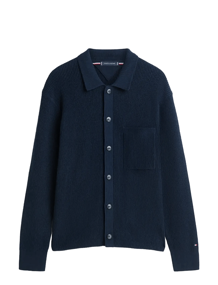 Tommy Hilfiger - FISHERMAN RIB COACH JACKET - cardigans - dark night navy - 1