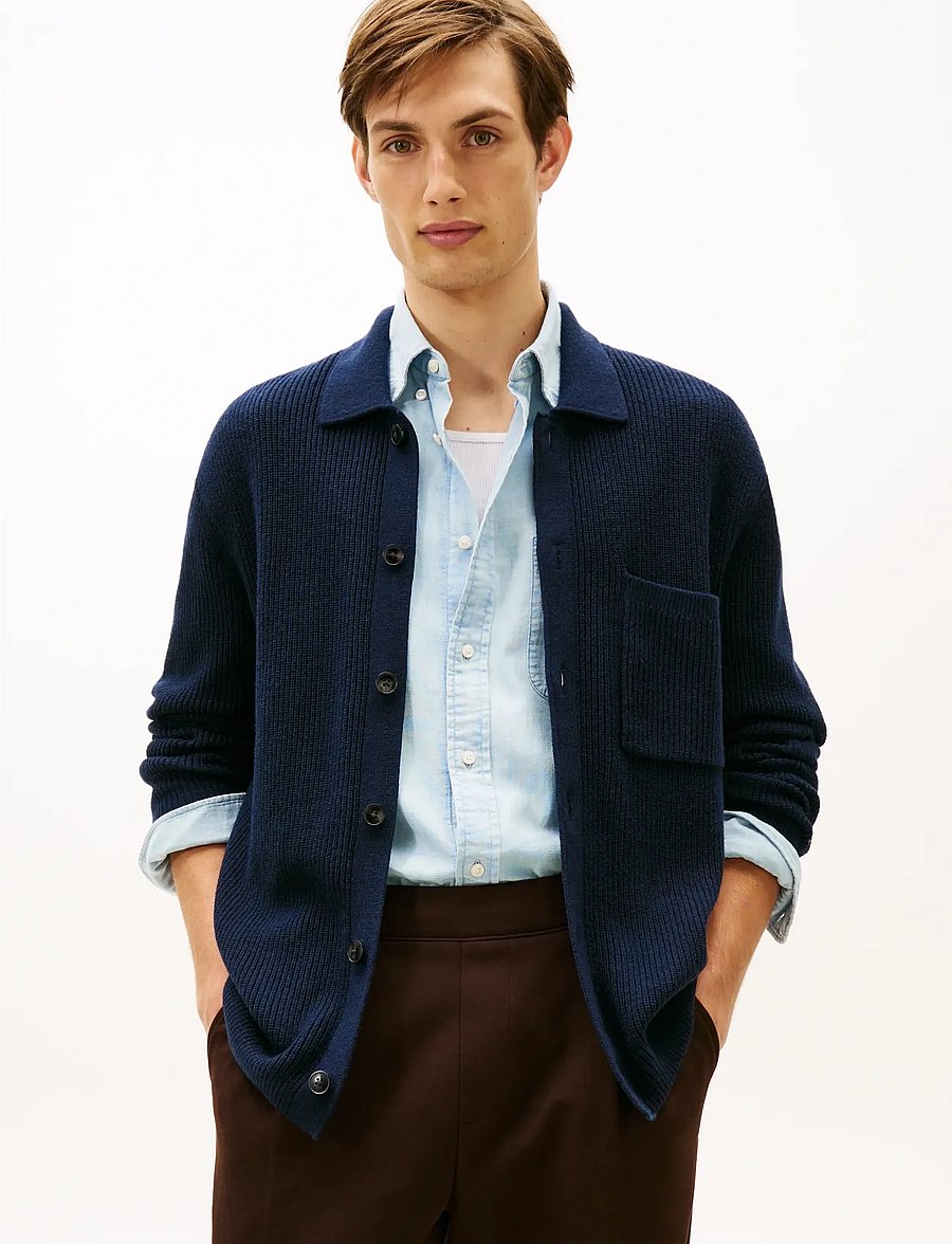 Tommy Hilfiger - FISHERMAN RIB COACH JACKET - cardigans - dark night navy - 0