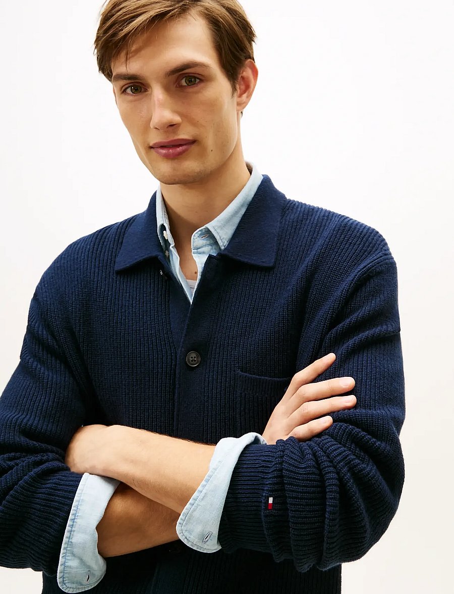Tommy Hilfiger - FISHERMAN RIB COACH JACKET - cardigans - dark night navy - 4
