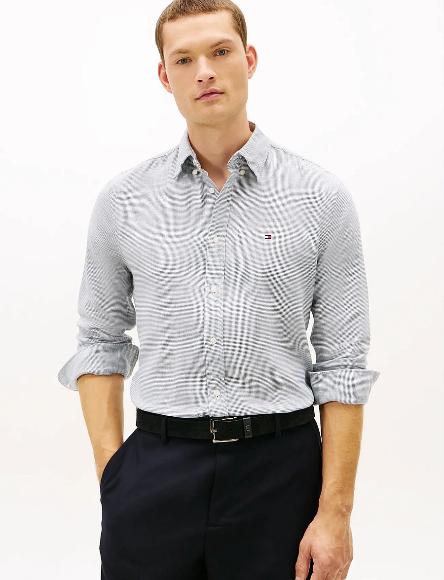 Tommy Hilfiger - DOBBY STRUCTURE RF SHIRT - rennot kauluspaidat - aegean sea - 0