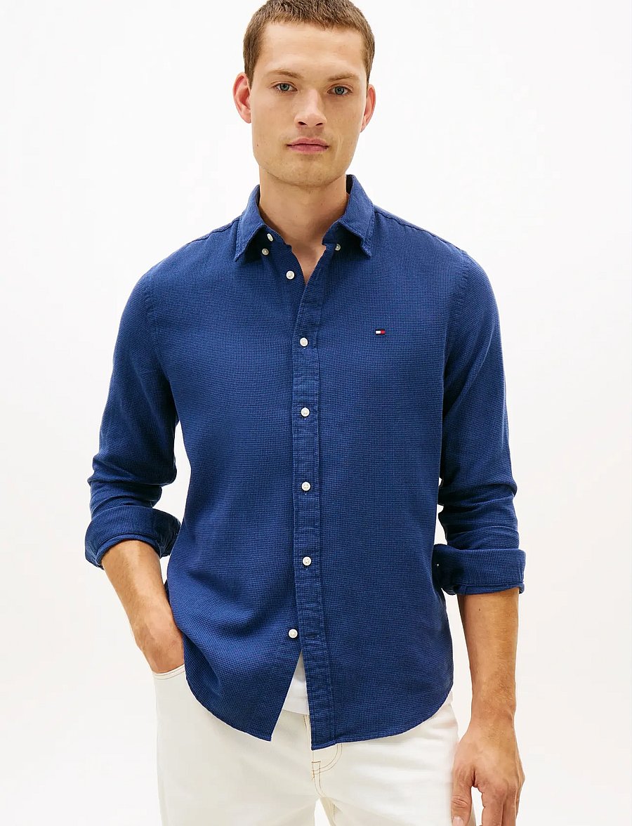 Tommy Hilfiger - DOBBY STRUCTURE RF SHIRT - freizeithemden - carbon navy - 0