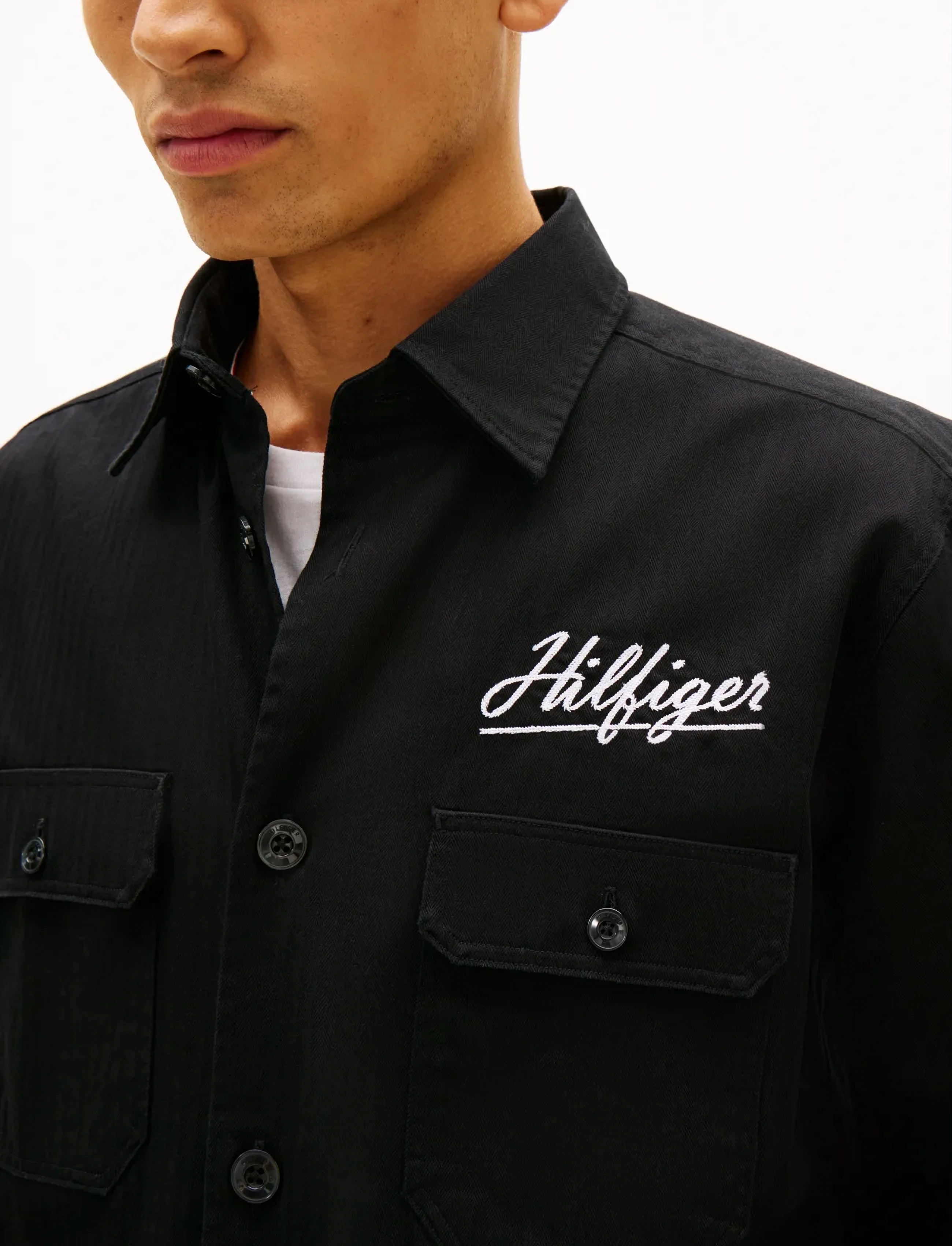 Tommy Hilfiger - HERRINGBONE OVERSHIRT - mężczyźni - black - 4