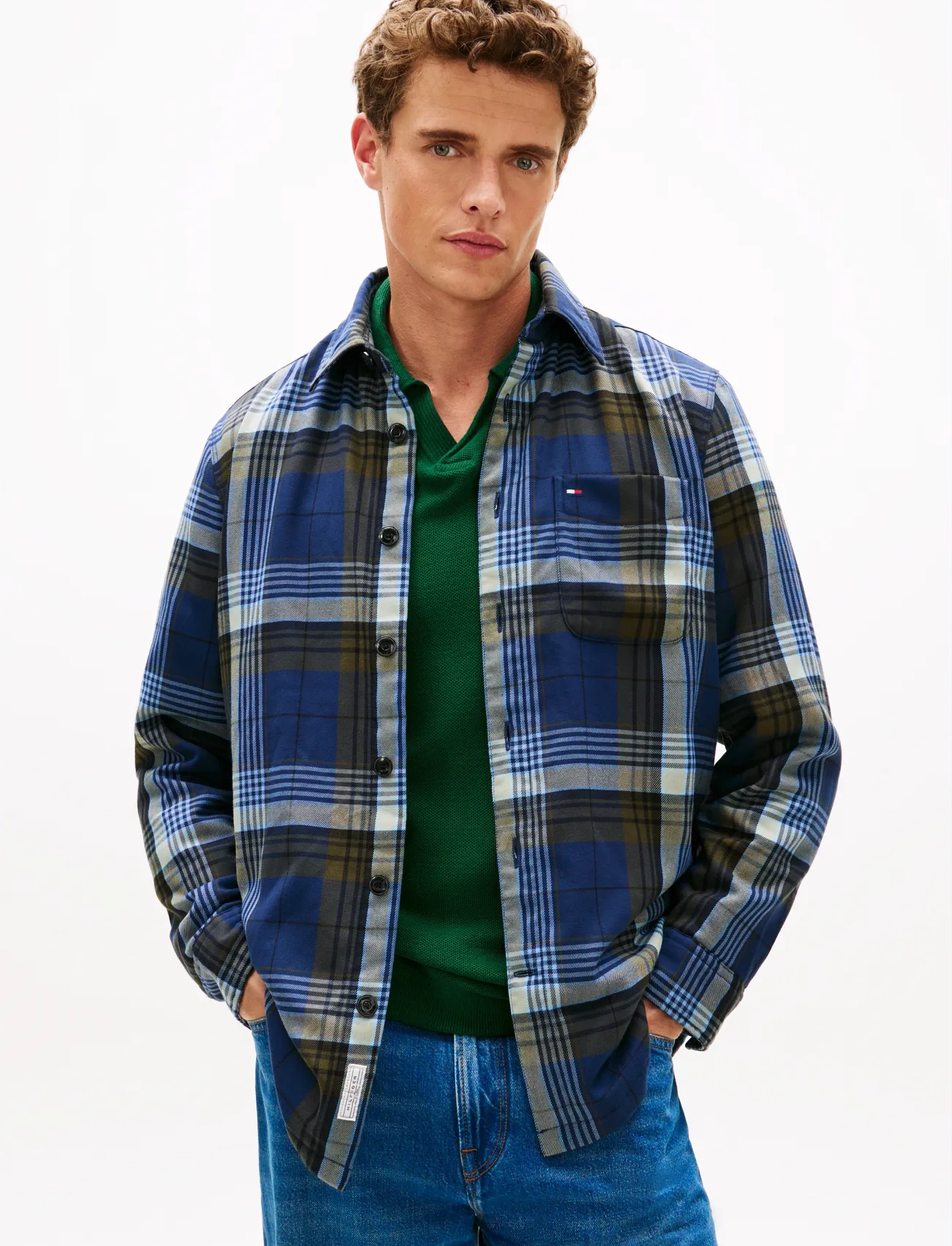 Tommy Hilfiger Padded Overshirt, Mænd, Tern Vatteret Overshirt, Blå, Str: M
