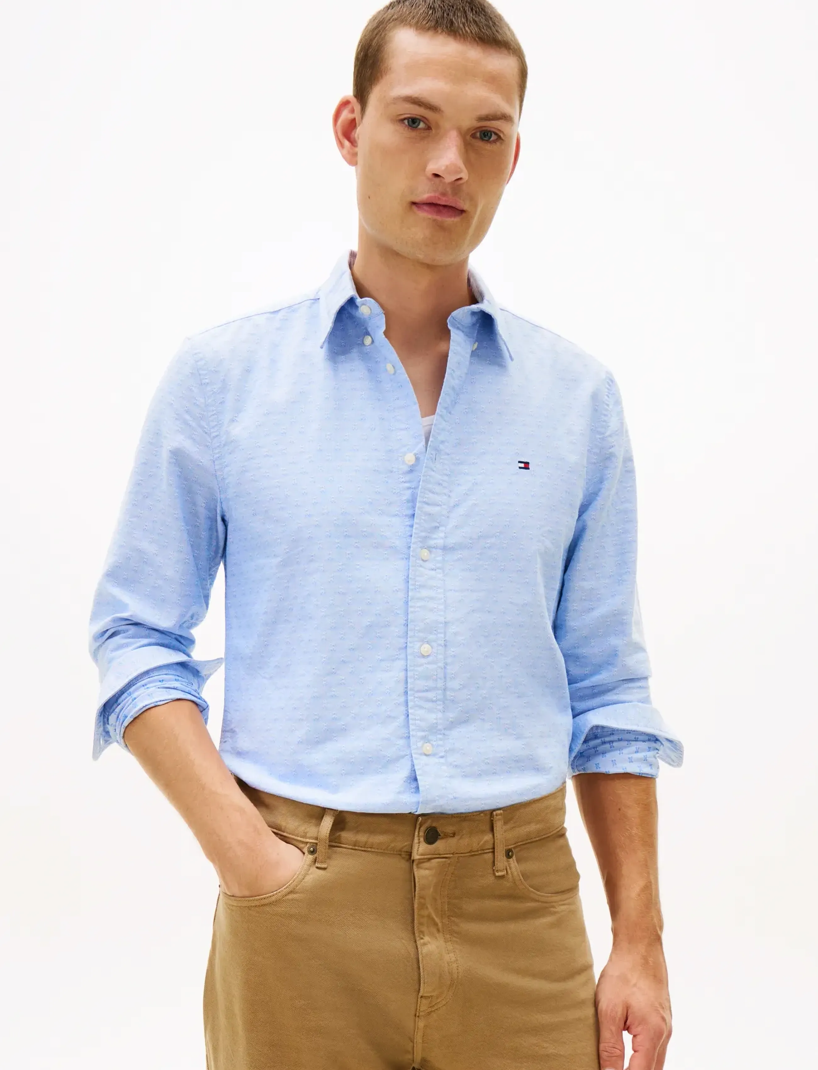 Tommy Hilfiger OXFORD DOBBY RF SHIRT - Clothing - SHIRT BLUE   ALLOVER / blue