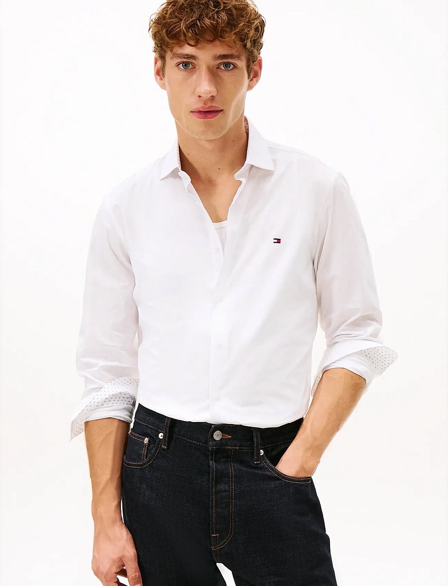 Tommy Hilfiger - FLEX DOBBY SF SHIRT - casual skjortor - white - 0