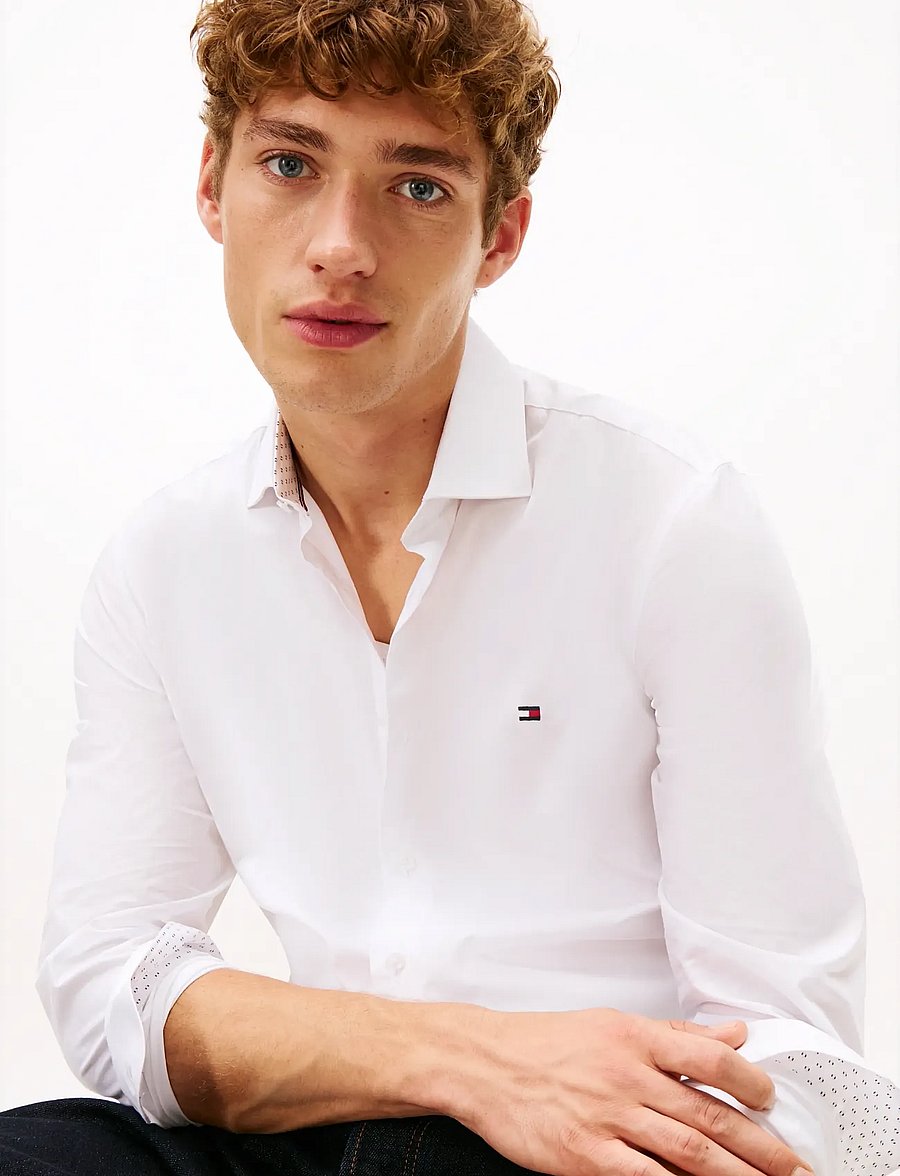 Tommy Hilfiger - FLEX DOBBY SF SHIRT - casual skjortor - white - 4