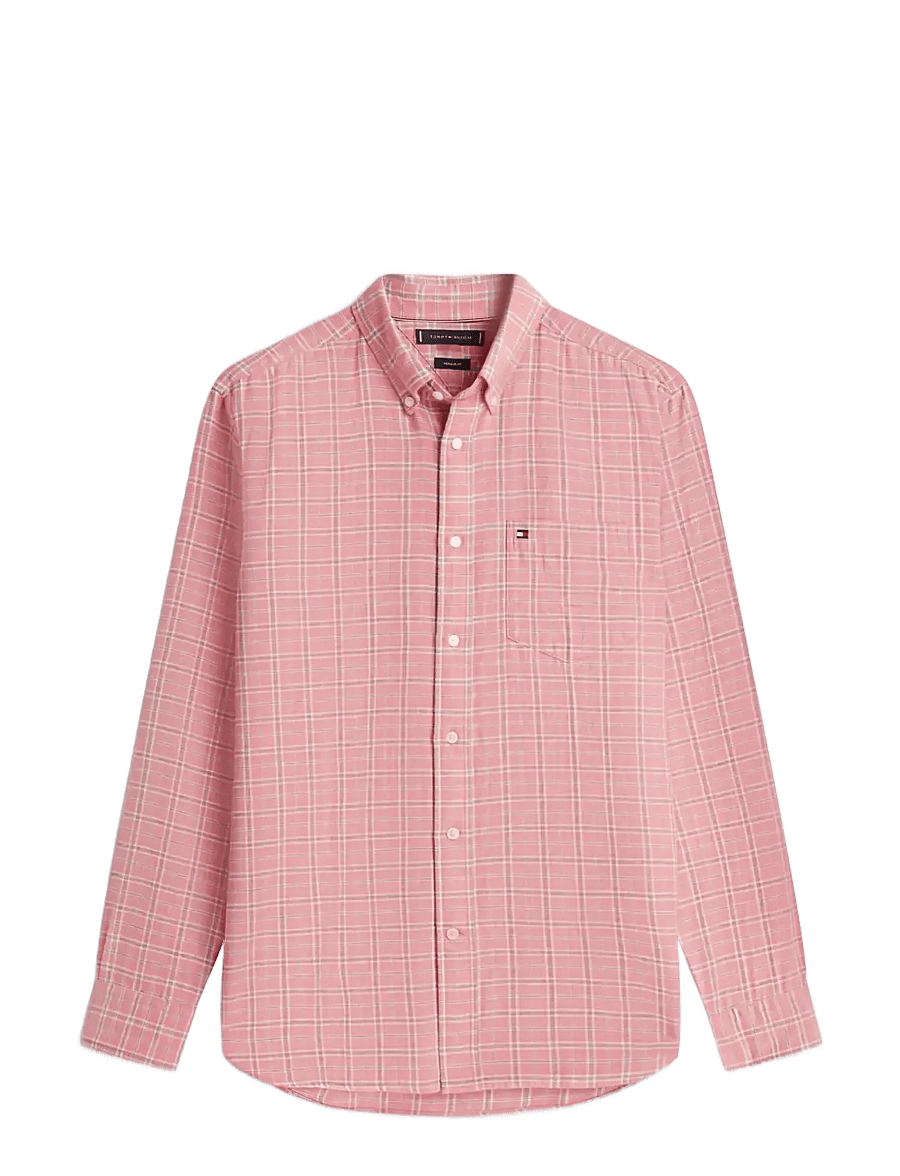 Tommy Hilfiger - BRUSHED LINEN MEDIUM CHECK - ternede skjorter - camellia blush check - 1