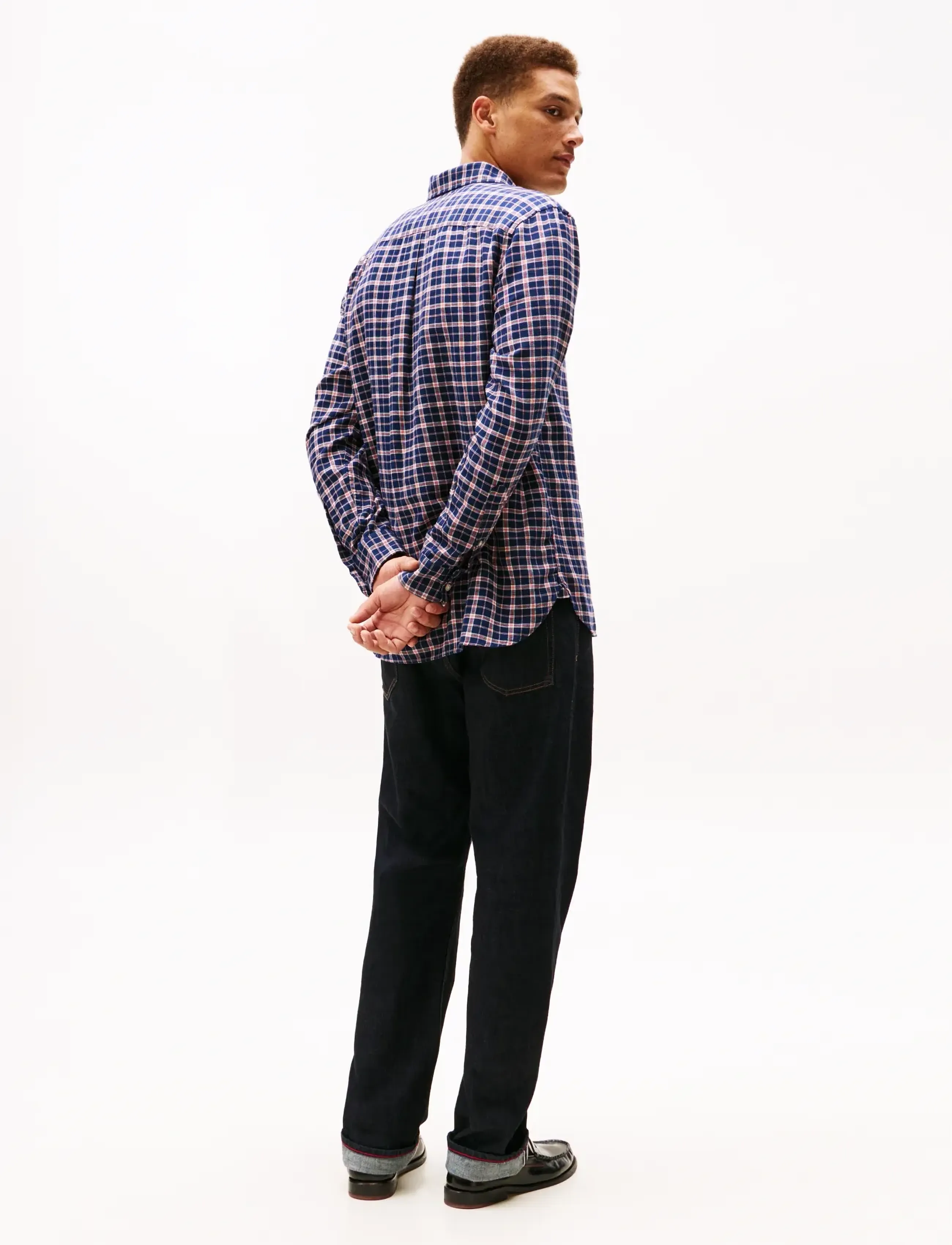 Tommy Hilfiger - BRUSHED LINEN MEDIUM CHECK - ruudulised särgid - carbon navy   check - 3
