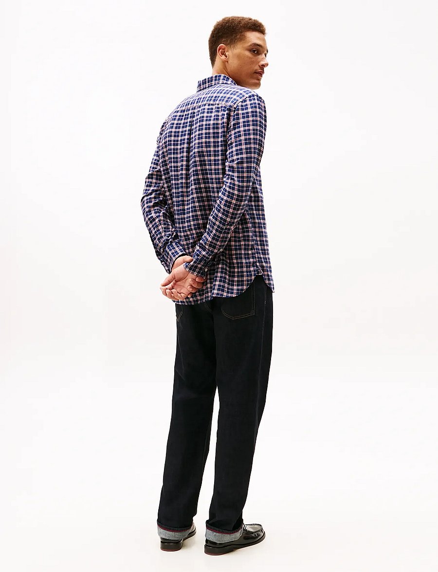 Tommy Hilfiger - BRUSHED LINEN MEDIUM CHECK - ruudulised särgid - carbon navy check - 3