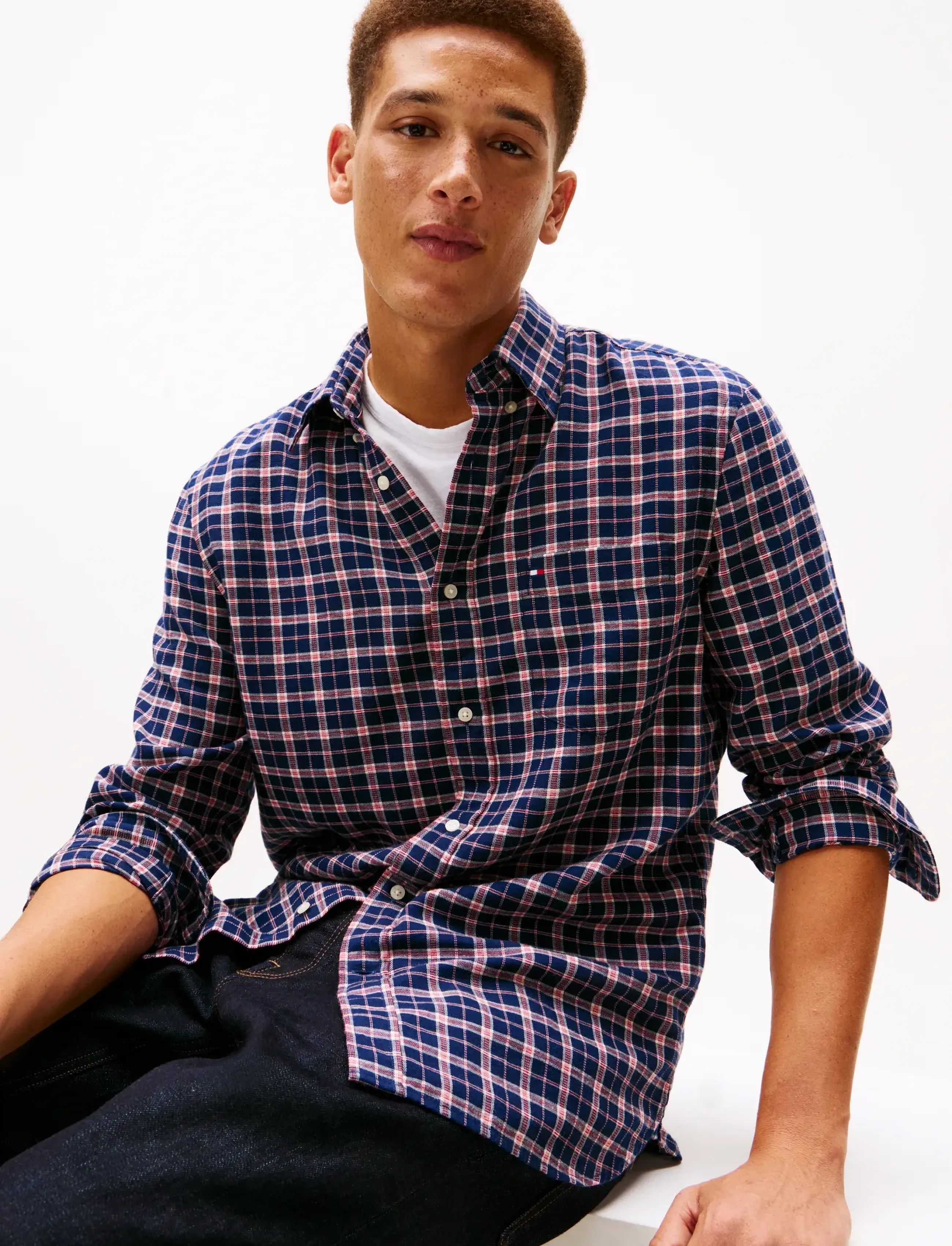 Tommy Hilfiger - BRUSHED LINEN MEDIUM CHECK - ruudulised särgid - carbon navy   check - 4