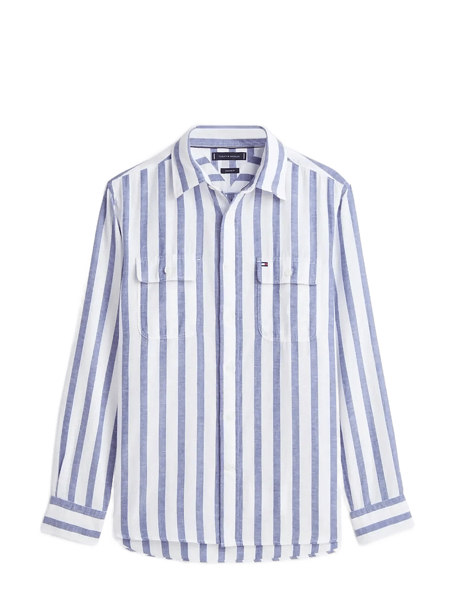 Tommy Hilfiger - BRUSHED LINEN TWILL STP RLX SHT - casual hemden - bold blue stripe - 1