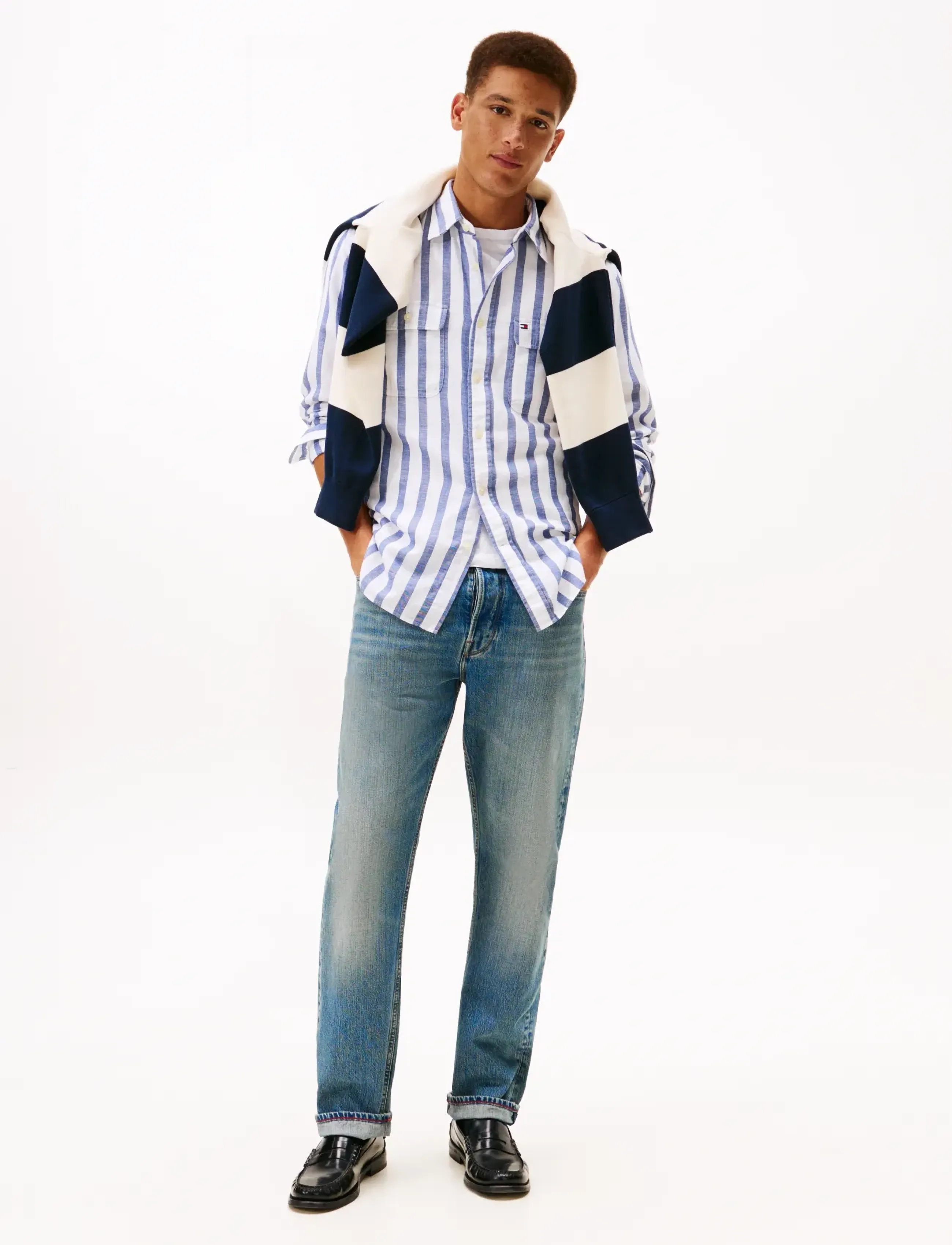 Tommy Hilfiger - BRUSHED LINEN TWILL STP RLX SHT - casual hemden - bold blue   stripe - 2