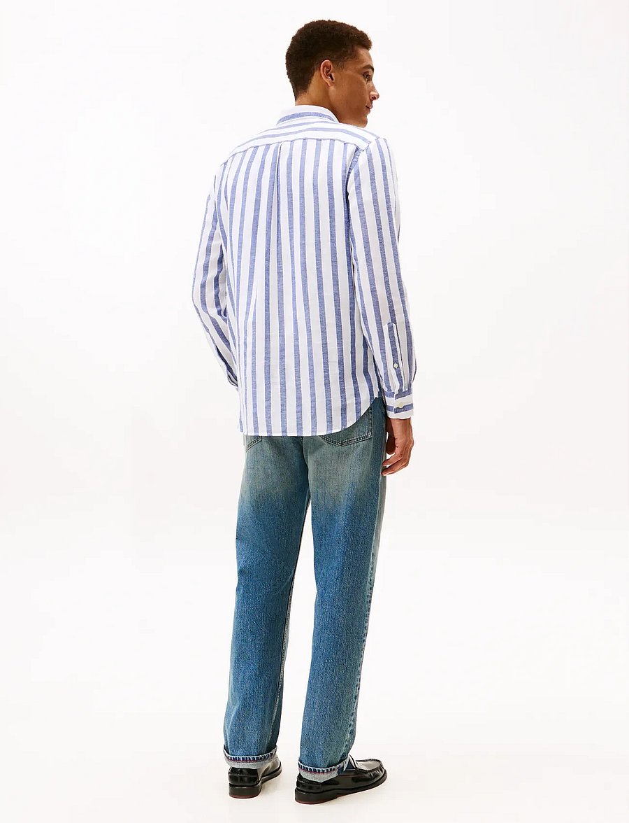 Tommy Hilfiger - BRUSHED LINEN TWILL STP RLX SHT - casual hemden - bold blue stripe - 3