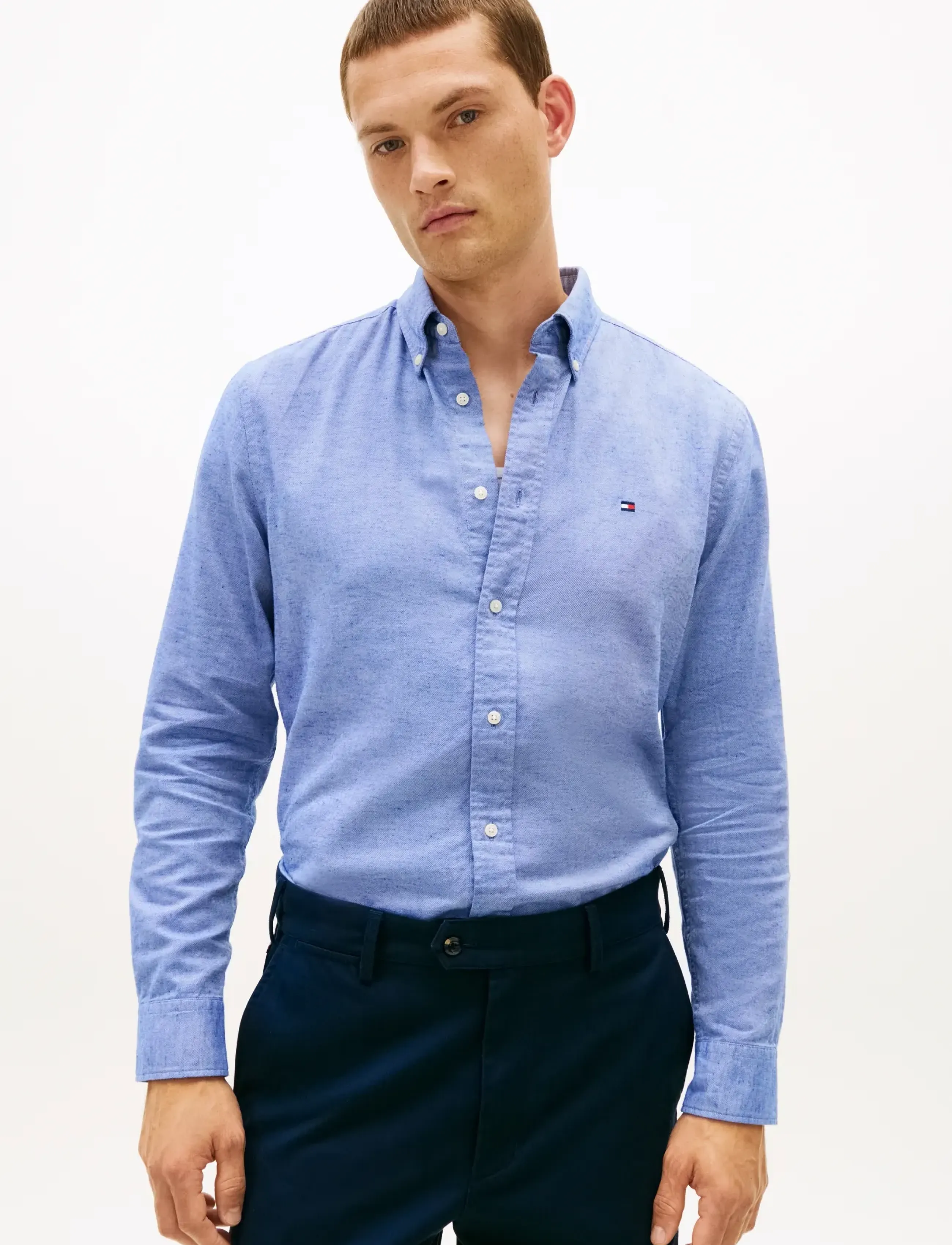 Tommy Hilfiger BRUSHED LINEN TWILL RF SHIRT - Tøj - BOLD BLUE / blue