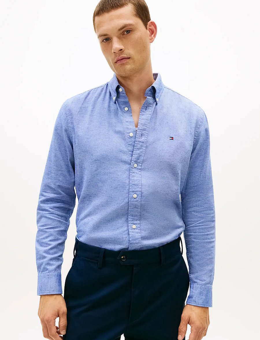 Tommy Hilfiger - BRUSHED LINEN TWILL RF SHIRT - casual skjorter - bold blue - 0