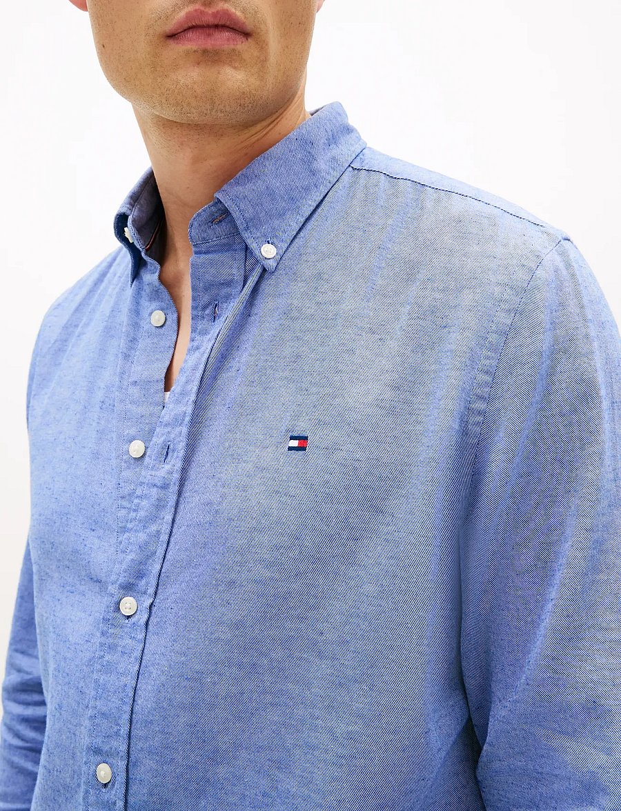 Tommy Hilfiger - BRUSHED LINEN TWILL RF SHIRT - casual skjorter - bold blue - 4