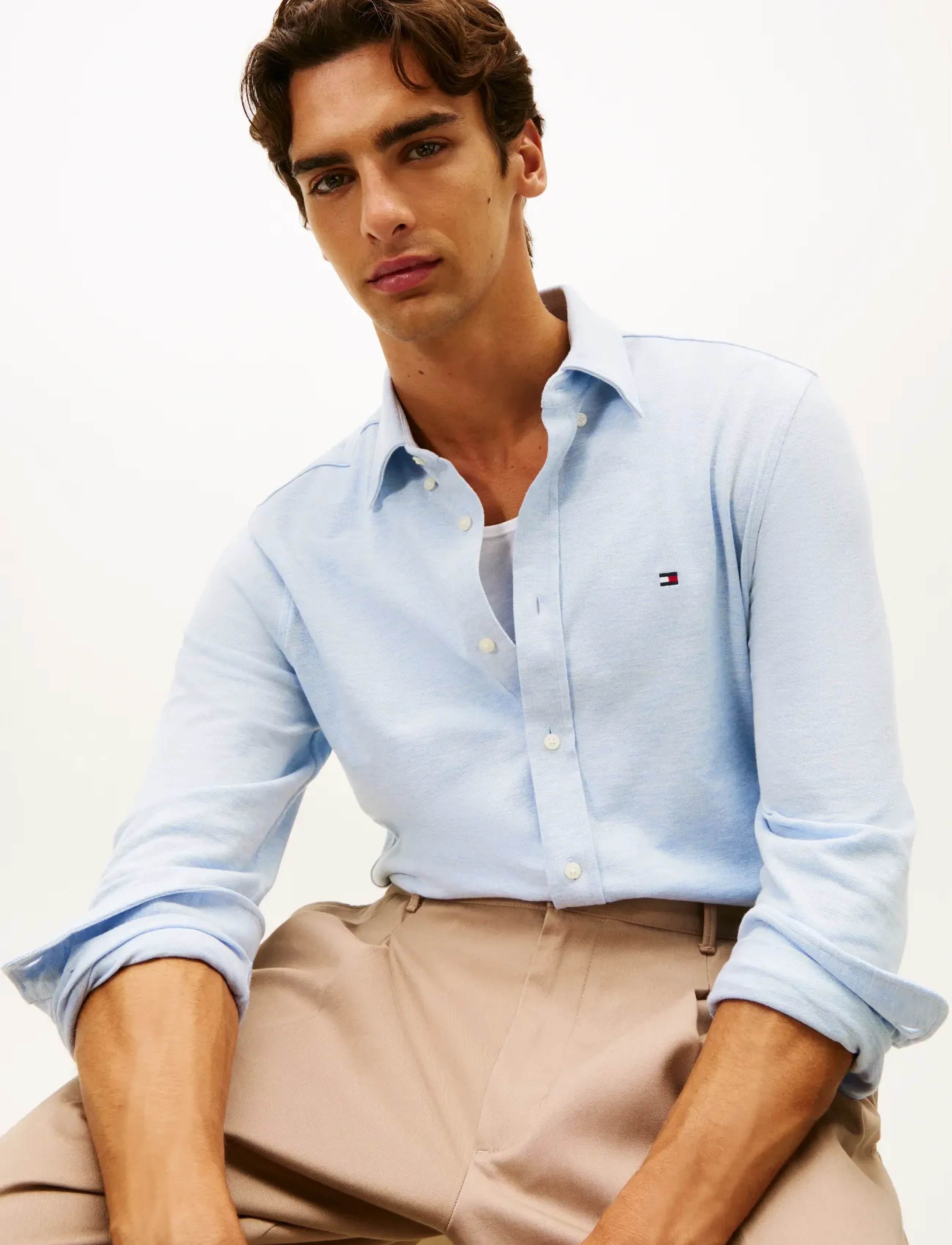Tommy Hilfiger - KNIT PIQUE FEATHERWEIGHT SHIRT - casual hemden - light blue heather - 4