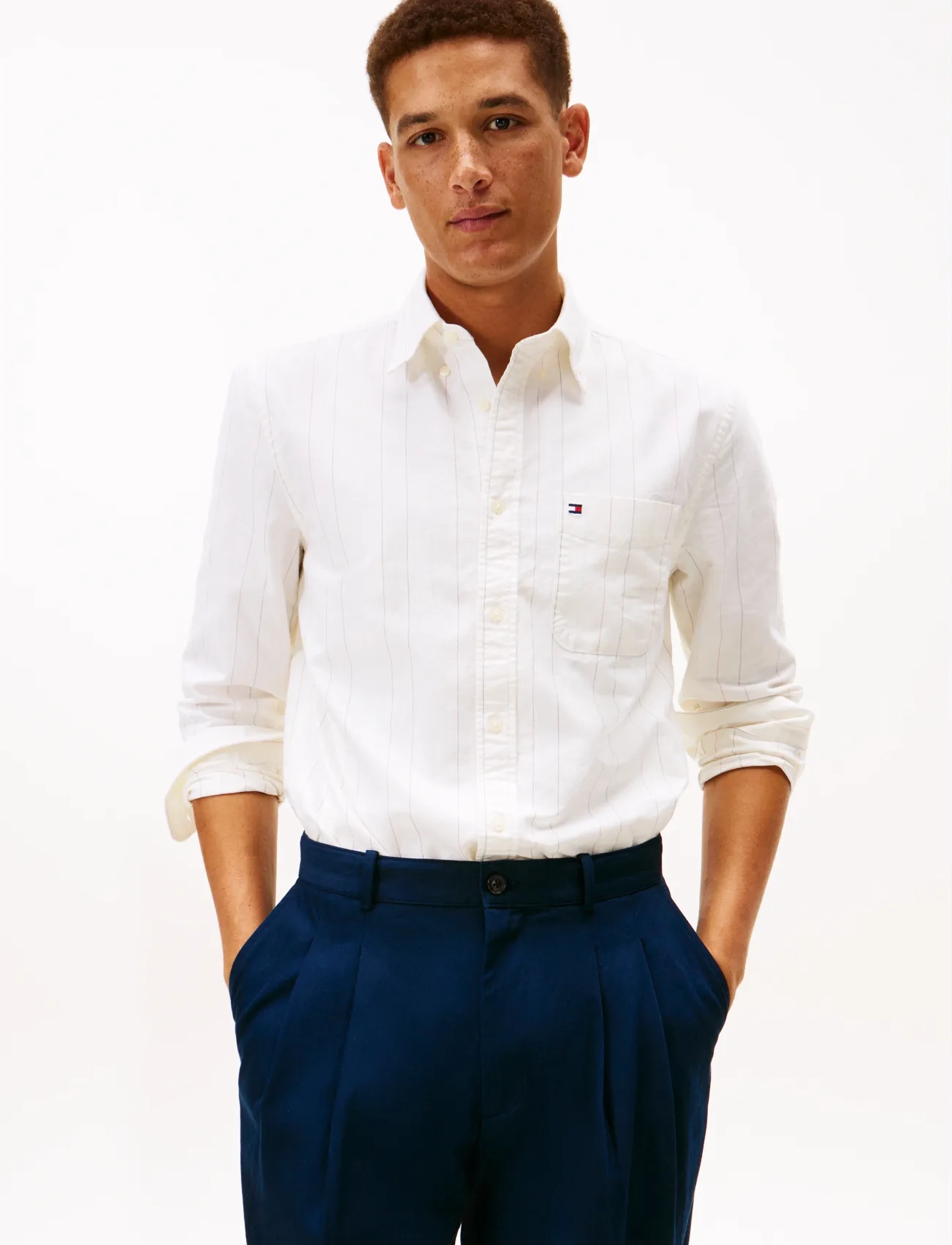 Tommy Hilfiger HERITAGE OXFORD PIN STRIPE SHIRT - Tommy Hilfiger - IVORY SILK / cream