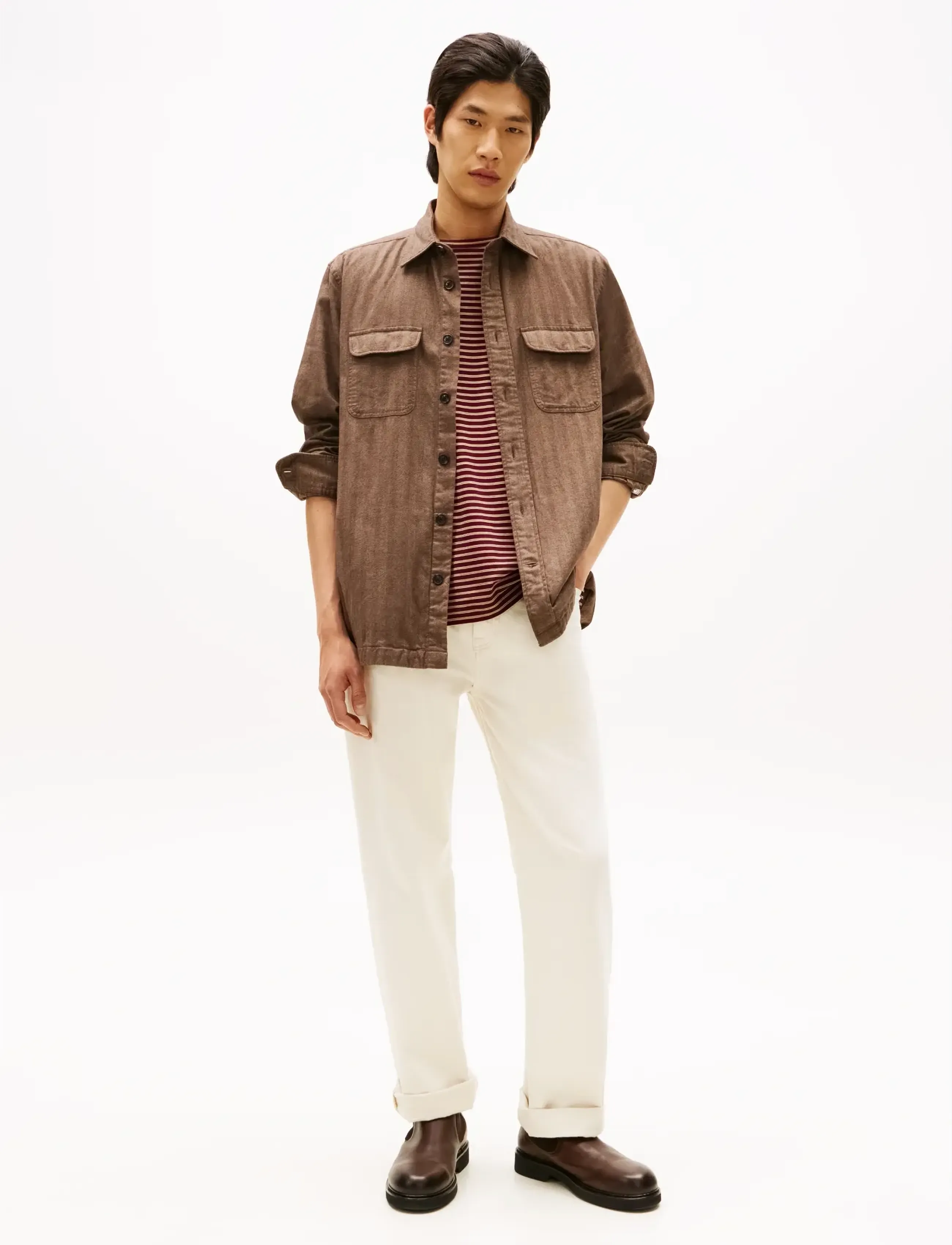 Tommy Hilfiger - HERRINGBONE RLX SHIRT SET A 1/2 - avslappede skjorter - legacy brown   herringbone - 2