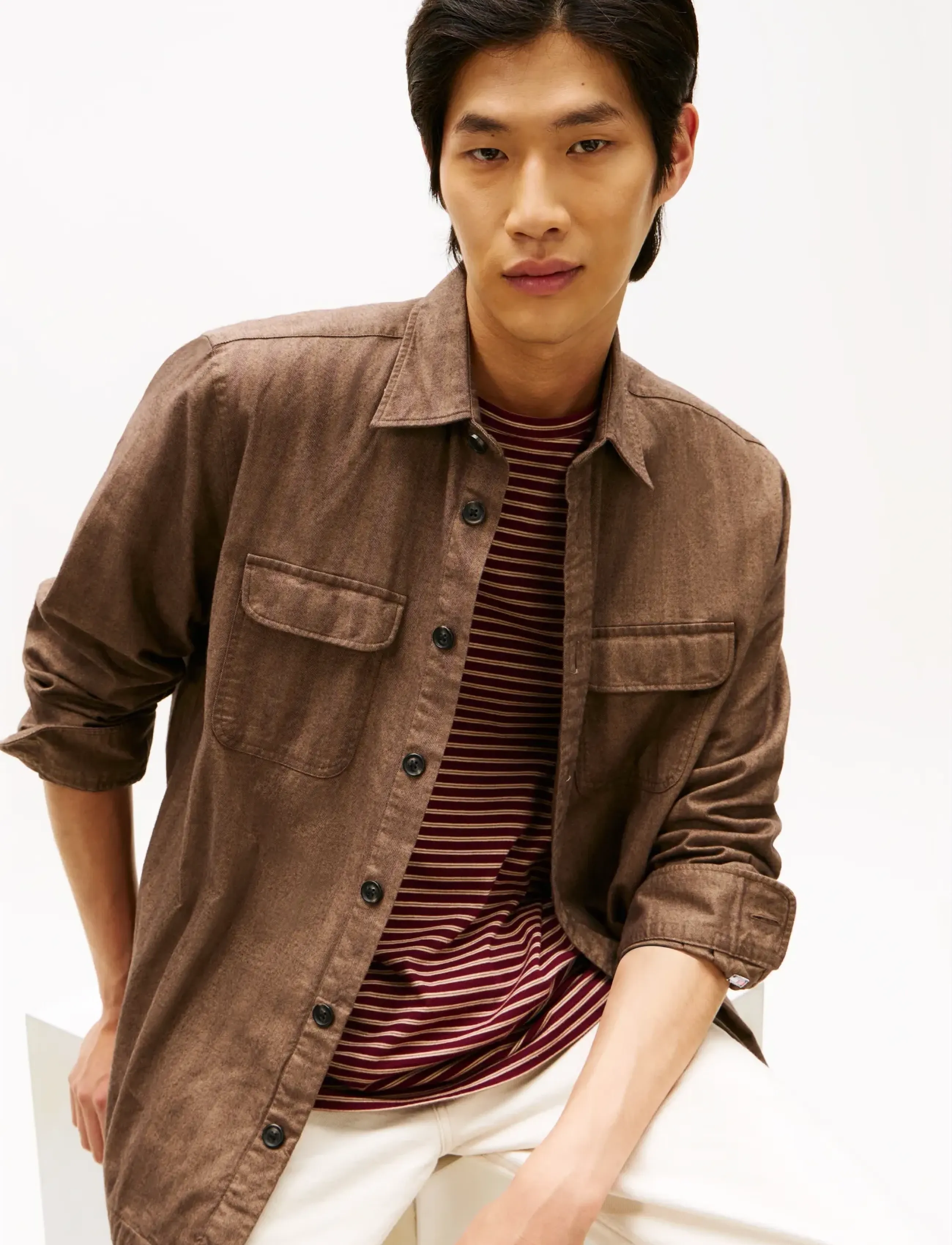 Tommy Hilfiger - HERRINGBONE RLX SHIRT SET A 1/2 - avslappede skjorter - legacy brown   herringbone - 4