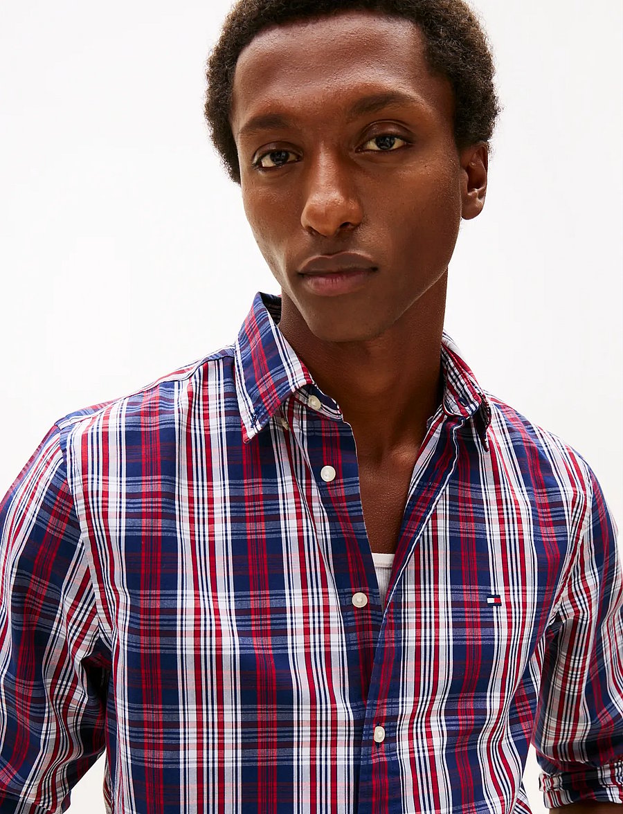 Tommy Hilfiger - FLEX POPLIN MEDIUM CHECK SHIRT - casual - preppy navy check - 4